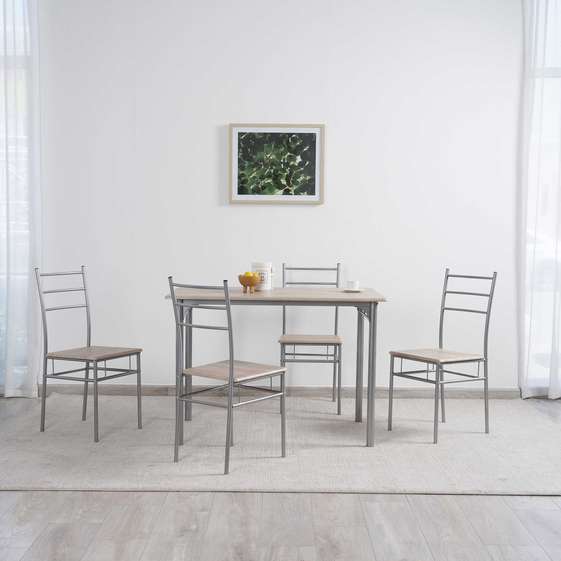 Lifesteel 1+4 Dining Set - Natural Grey