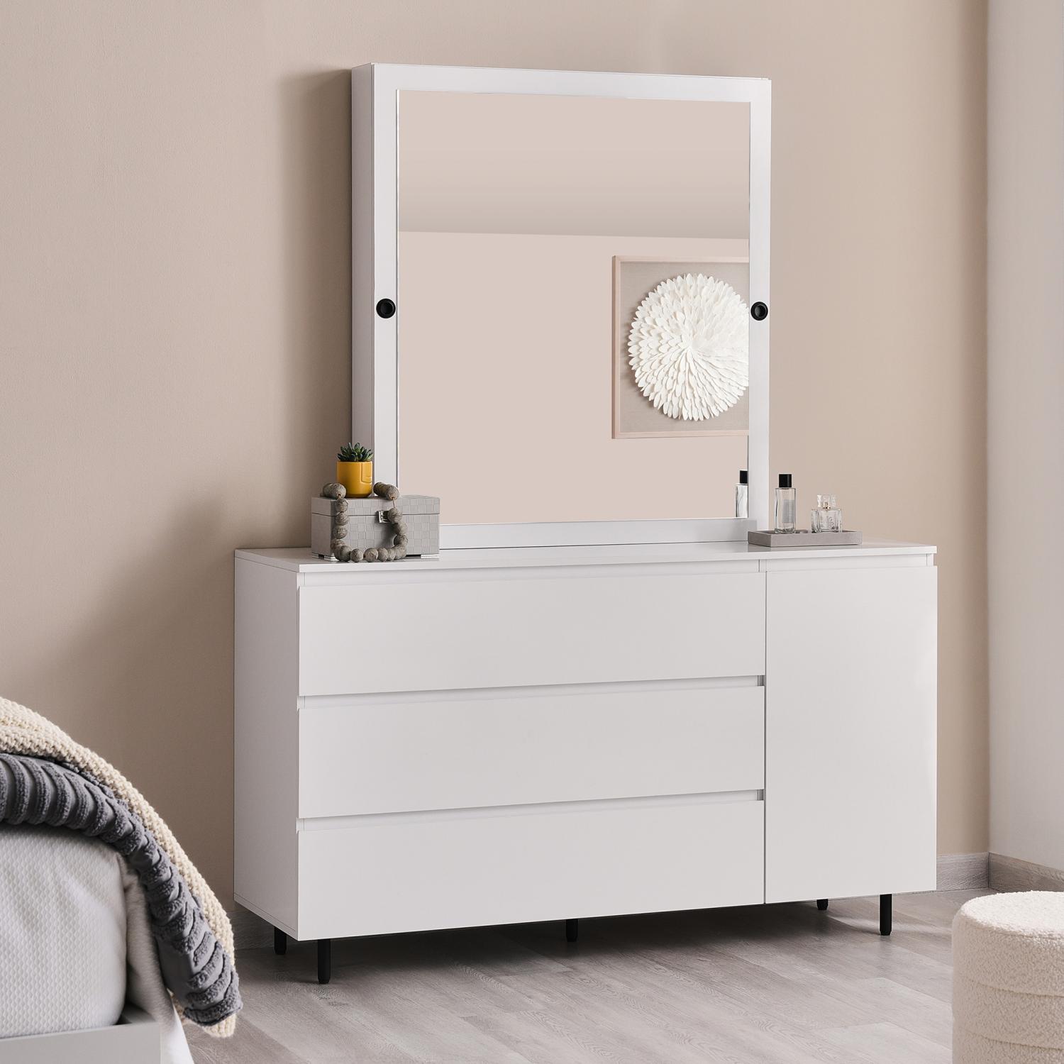 Buy KEN DRESSER WITH 3 DRAWER 1 DOOR AND MIRROR - GLOSSY