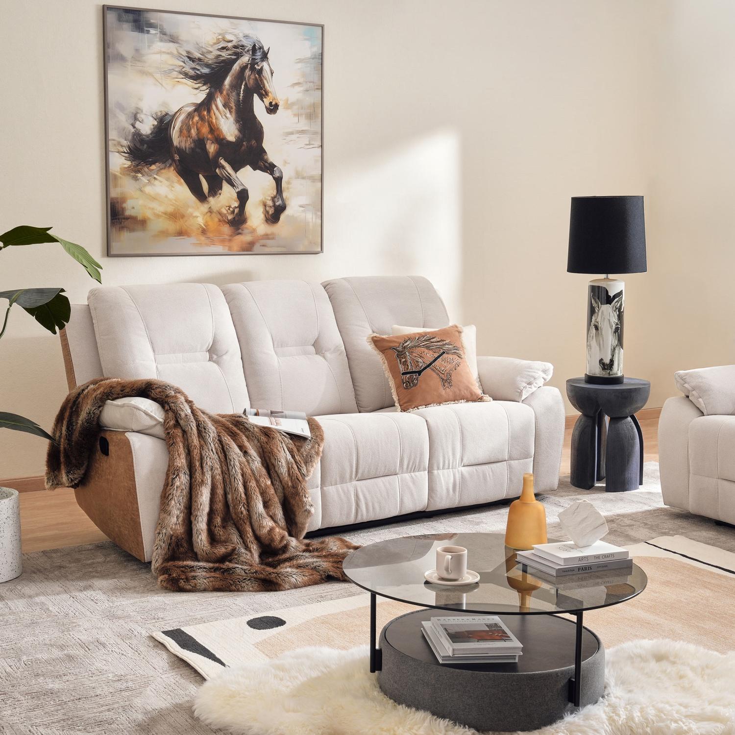 ithal 3 seater recliner sofa beige